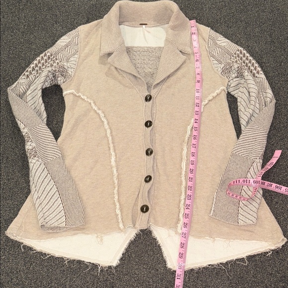 Free People Stylish Beige and Brown Button-Up Cardigan - Picture 3 of 9